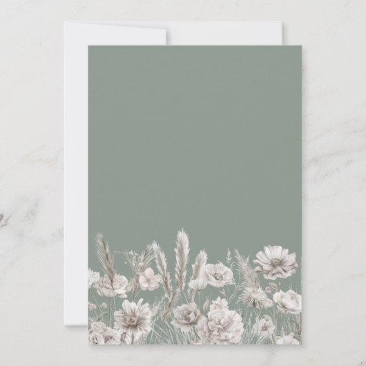 Elegant Sage Green Floral Boho Wedding Kaart (Achterkant)