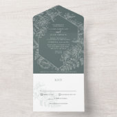 Elegant Sage Green Floral Botanical Wedding All In One Uitnodiging (Binnen)