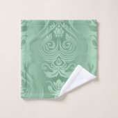Elegant Sage Green Floral Damask Print Bad Handdoek (Wasdoekje)