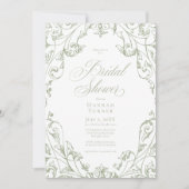 Elegant Sage Green Floral Frame Bridal Shower Kaart (Voorkant)