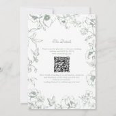 Elegant Sage Green Floral Garden QR Code Wedding Kaart (Achterkant)