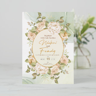 Elegant Sage Green Floral Garden Wedding Invitatio Folie Uitnodiging