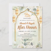 Elegant Sage Green Floral Lantern Ramadan Iftar Kaart (Voorkant)