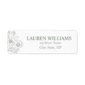 Elegant Sage Green Floral Line Art Wedding Etiket (Voorkant)
