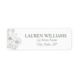 Elegant Sage Green Floral Line Art Wedding Etiket