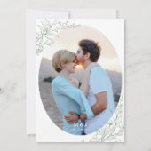 Elegant Sage Green Floral Monogram Photo Wedding Kaart (Achterkant)