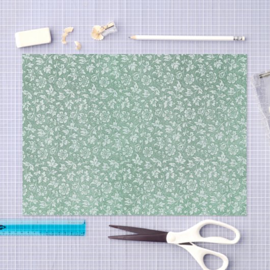 Elegant  Sage Green Floral Pattern Tissuepapier (Craft)