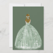 Elegant Sage Green Floral Princess Quinceañera Kaart (Achterkant)