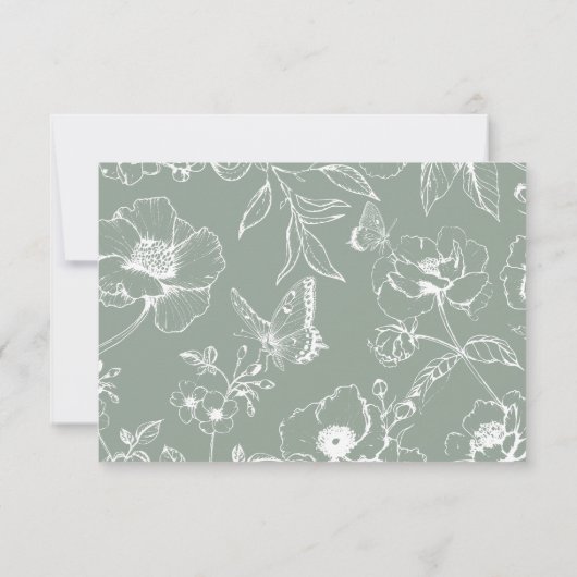 Elegant Sage Green Floral QR Code Wedding RSVP (Achterkant)