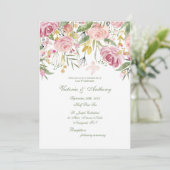 Elegant Sage Green Floral Script Wedding Kaart (Staand voorkant)