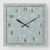 Elegant Sage Green Floral Wall Clock - Home Gift Vierkante Klok (Voorkant)