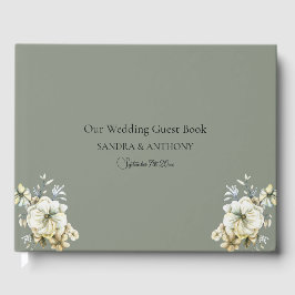 Elegant Sage Green Floral Wedding Guest Book Gastenboek