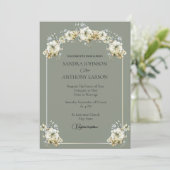 Elegant Sage Green Floral Wedding Invitation Kaart (Staand voorkant)