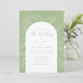 Elegant Sage Green Floral Wedding Kaart (Staand voorkant)