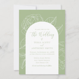 Elegant Sage Green Floral Wedding Kaart
