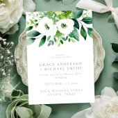 Elegant Sage Green Floral Wedding Kaart