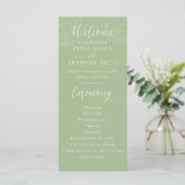 Elegant Sage Green Floral Wedding Programme (Staand voorkant)