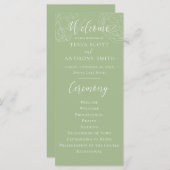 Elegant Sage Green Floral Wedding Programme (Voorkant / Achterkant)