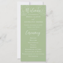 Elegant Sage Green Floral Wedding Programme