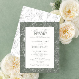 Elegant Sage Green Floral Wedding Rehearsal Dinner Kaart