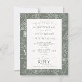 Elegant Sage Green Floral Wedding Rehearsal Dinner Kaart (Voorkant)