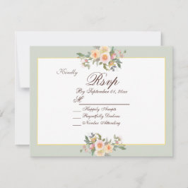 Elegant Sage Green Floral Wedding RSVP Kaart