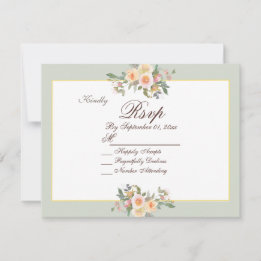 Elegant Sage Green Floral Wedding RSVP Kaart