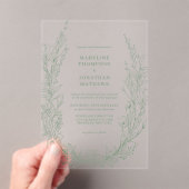 Elegant Sage Green Floral Wreath Monogram Wedding Acryl Uitnodigingen (Insitu (Draagbaar))