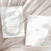 Elegant Sage Green Floral Wreator Monogram Wedding Kaart