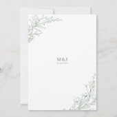 Elegant Sage Green Floral Wreator Monogram Wedding Kaart (Achterkant)