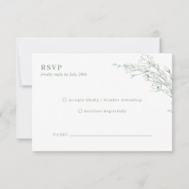Elegant Sage Green Floral Wreator Monogram Wedding RSVP Kaartje