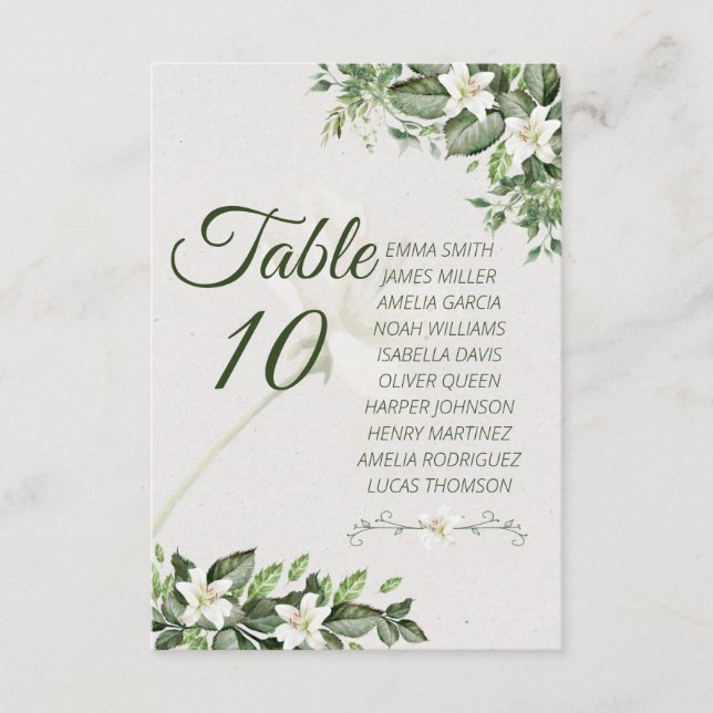 Elegant Sage Green Foliage Table Number with Guest (Voorkant)