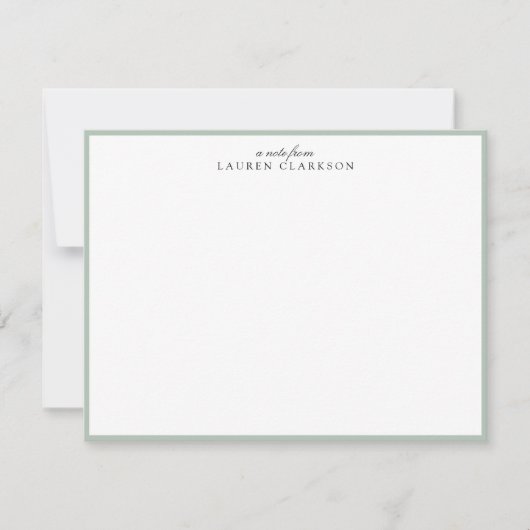 Elegant Sage Green Frame Personalized Note Card Kaart (Voorkant)