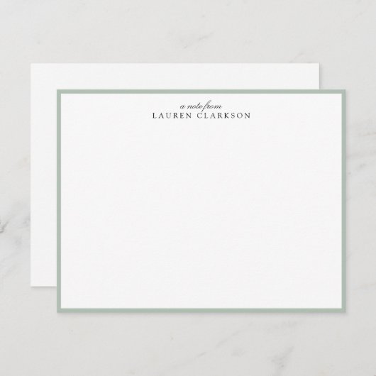 Elegant Sage Green Frame Personalized Note Card Kaart (Voorkant / Achterkant)