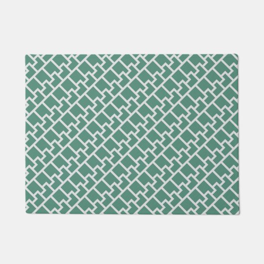 Elegant Sage Green Geometric Pattern Deurmat (Voorkant)