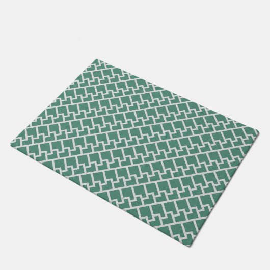 Elegant Sage Green Geometric Pattern Deurmat (Schuin)