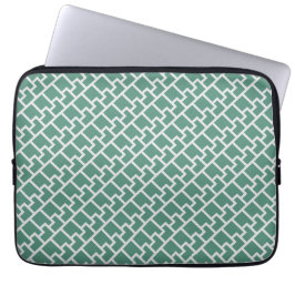 Elegant Sage Green Geometric Pattern Laptop Sleeve