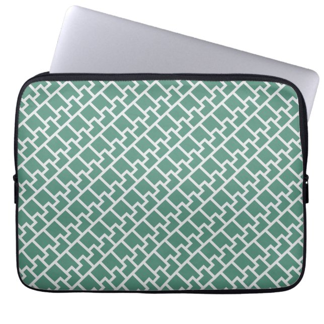 Elegant Sage Green Geometric Pattern Laptop Sleeve (Voorkant)