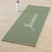 Elegant Sage Green Gepersonaliseerde Naam Yoga Mat