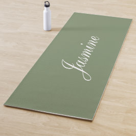 Elegant Sage Green Gepersonaliseerde Naam Yoga Mat