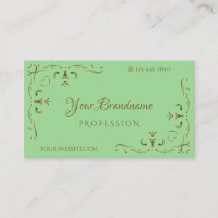 Elegant Sage Green Gold  Corners Ornamental Visitekaartje