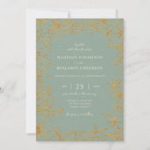 Elegant Sage Green Gold Floral Garden Wedding Kaart (Voorkant)