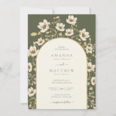 Elegant Sage Green Gold Floral Wedding Invitation Kaart (Voorkant)