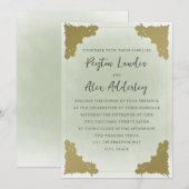 Elegant  Sage Green Gold Kaart (Voorkant / Achterkant)