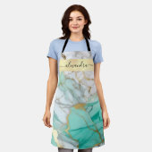 Elegant Sage Green Gold Marble Stone Custom Schort (Gedragen)