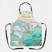 Elegant Sage Green Gold Marble Stone Custom Schort (Voorkant)