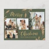 Elegant Sage Green Gold Photo Collage Kerstmis Briefkaart (Voorkant)