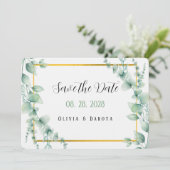 Elegant Sage Green Gold Save the Date Cards Kaart (Staand voorkant)