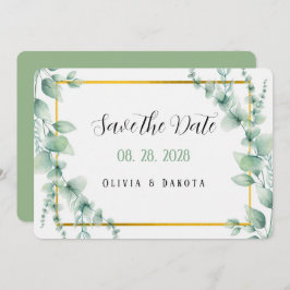 Elegant Sage Green Gold Save the Date Cards Kaart