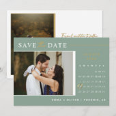 Elegant Sage Green Gold Sla de datumkalender op Kaart (Voorkant / Achterkant)